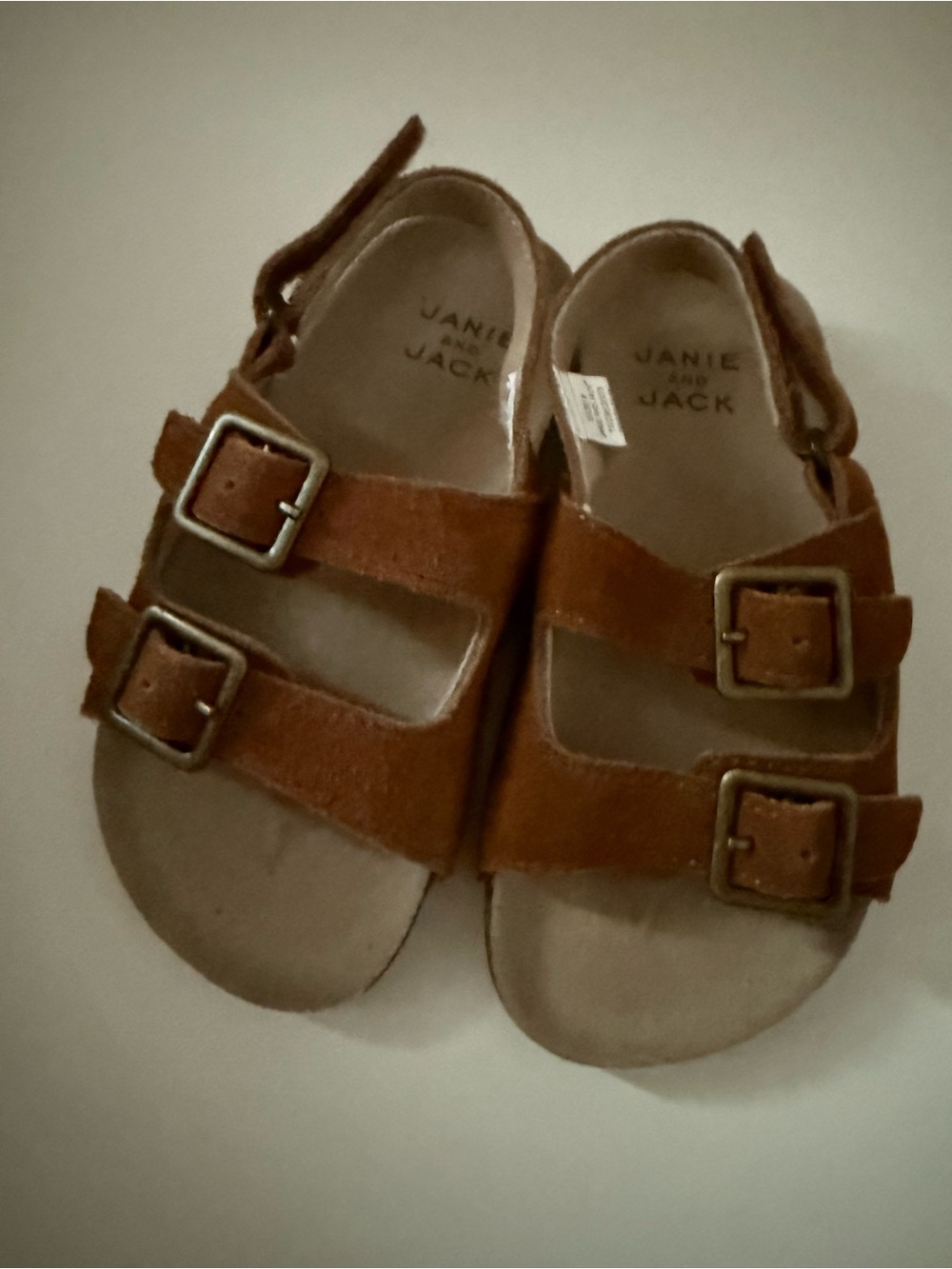 Janie and Jack Brown Double-Strap Buckle Sandals